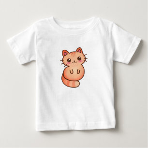 Kawaii Cute Orange Cat Illustration Baby T-Shirt