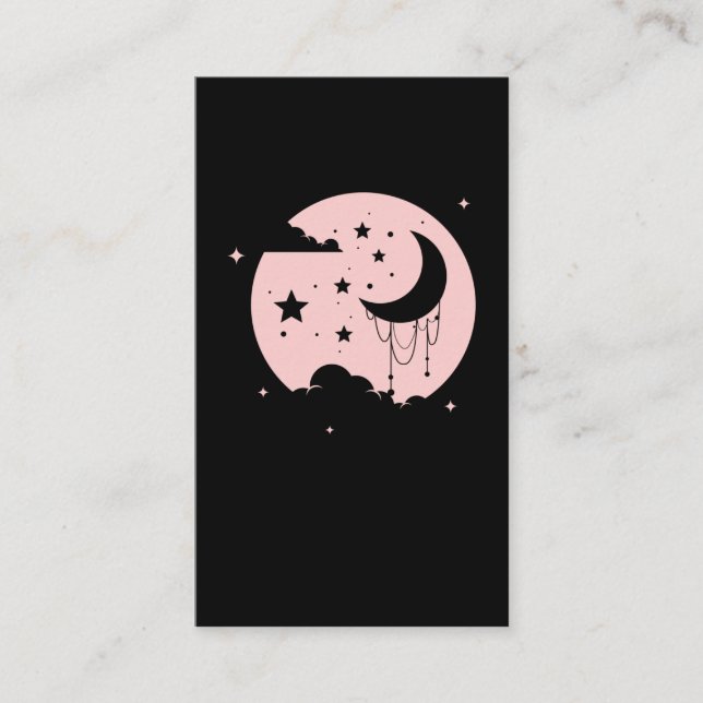 Kawaii Cute Pastel Goth Moon Business Card (Front)