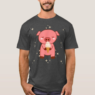 Kawaii Cute Pig With Ice Cream Pyjamas  T-Shirt