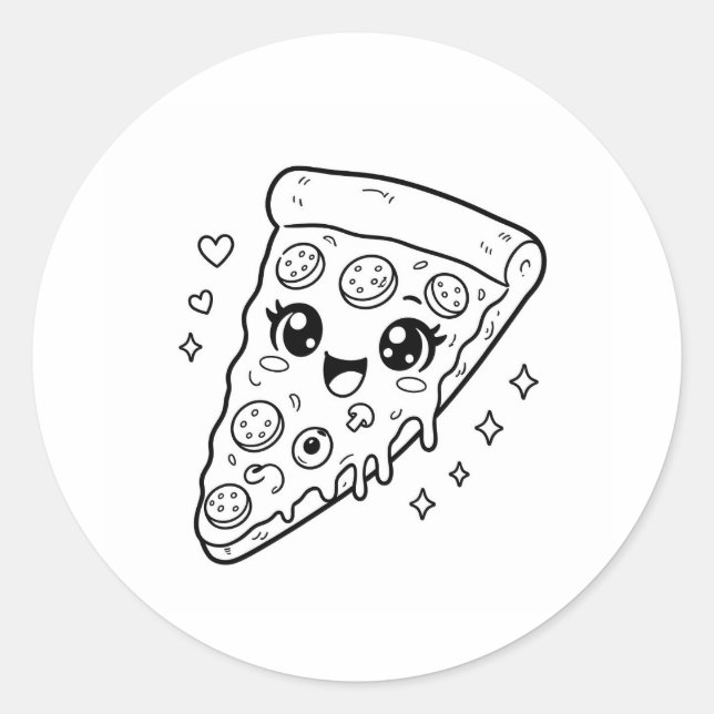 Kawaii cute pizza slice colouring classic round sticker (Front)
