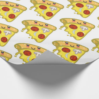Kawaii Cute Pizza Slice with Pepperoni Wrapping Paper