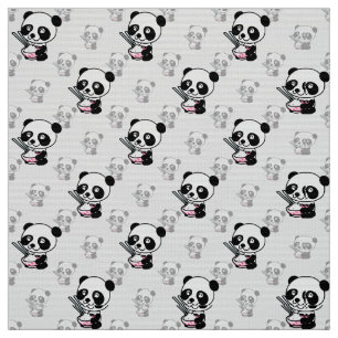 Kawaii  Cute Playful Panda Surface Pattern Design Fabric