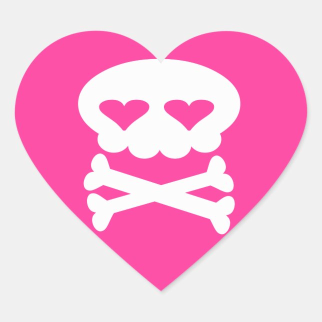 Kawaii Cute Skull Heart Sticker (Front)