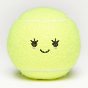 Kawaii Cute Smiling Emoticon Emoji Face Tennis Balls