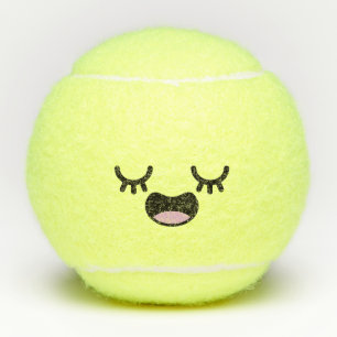 Kawaii Cute Smiling Emoticon Emoji Face Tennis Balls
