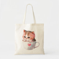 Kawaii Cute Striped Pink Chibi Cat