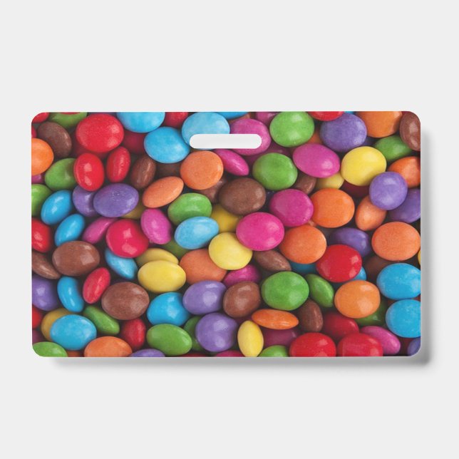 kawaii cute sweets rainbow colours chocolate candy ID badge (Front)
