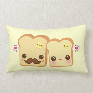 Kawaii cute toasts couple lumbar cushion