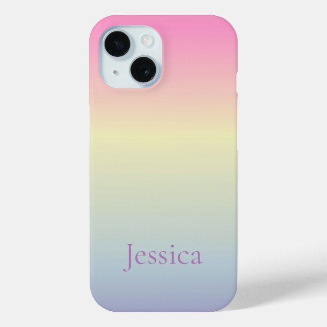kawaii cute unicorn pastel rainbow colours initial Case-Mate iPhone case (Back)
