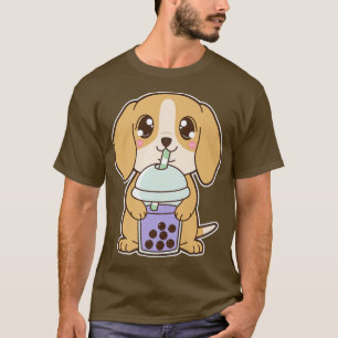 Kawaii Cute Zodiac Boba Dog Taro Bubble Pearl Milk T-Shirt