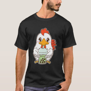 Kawaii Cute Zodiac Boba Rooster Matcha Green Bubbl T-Shirt