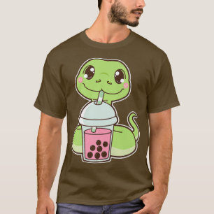 Kawaii Cute Zodiac Boba Snake Strawberry Bubble Mi T-Shirt