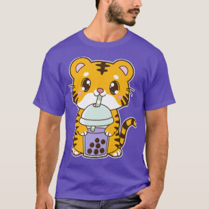 Kawaii Cute Zodiac Boba Tiger Taro Bubble Pearl Mi T-Shirt