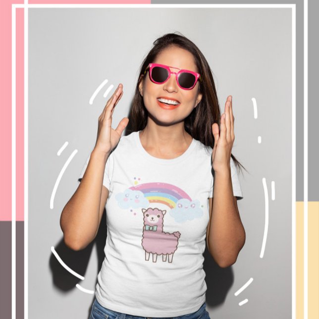 Kawaii Cutie Lame with colourful Rainbow  T-Shirt (Creator Uploaded)