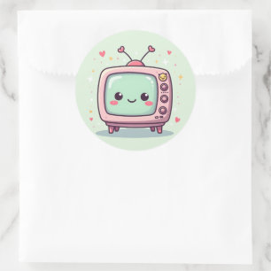 Kawaii Cutie TV – Pastel Antenna Friend Classic Round Sticker