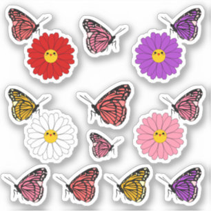 Kawaii Daisy Flower with Butterfly Vinyl Sticker