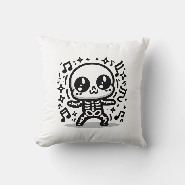 Kawaii Dancing Skeleton Cute Halloween Home Decor  Cushion (Front)