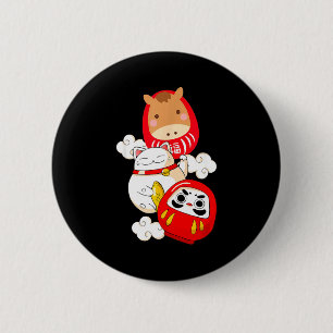 Kawaii Daruma Japanese New Year 2026 Year Of The H 6 Cm Round Badge