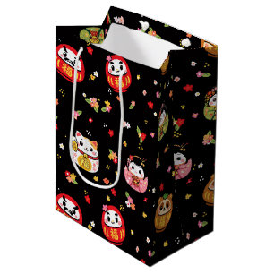 Kawaii daruma pattern medium gift bag