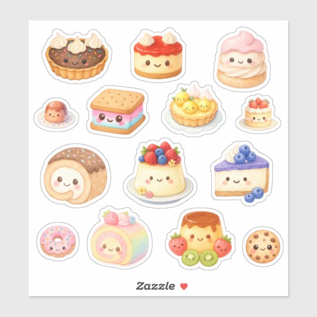 Kawaii Desserts Vinyl Stickers (Sheet)