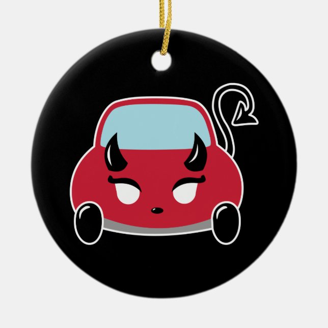 Kawaii Devil Car Ceramic Tree Decoration (Front)