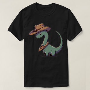 Kawaii Dinosaur Brontosaurus Cowboy Funny T-Shirt
