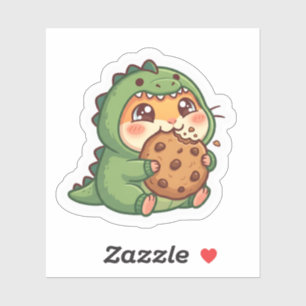 Kawaii Dinosaur Hamster Cookie Sticker