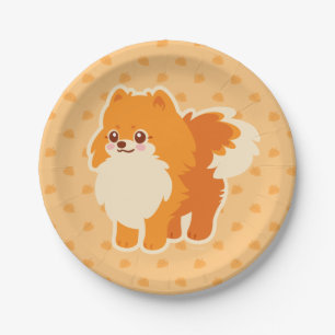 Kawaii Dog Cartoon Pomeranian Paper Plate