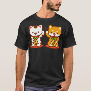 Kawaii Dog  Cat  MANEKINEKO High Five  Lucky Cat T-Shirt