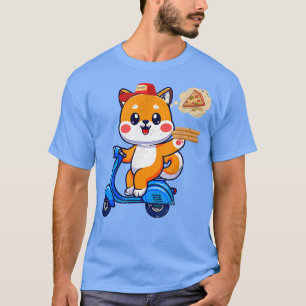 Kawaii Dog Cute Animal Pizza Delivery Funny Pizza  T-Shirt