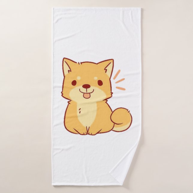 Kawaii dog Shiba   Bath Towel (Bath Towel)
