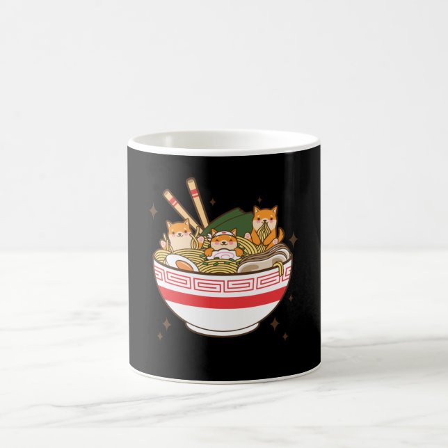 Kawaii dogs eating Ramen Coffee Mug (Center)