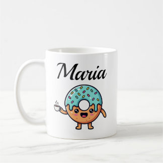 Kawaii Doughnut Coffee Lover Personalised Coffee Mug