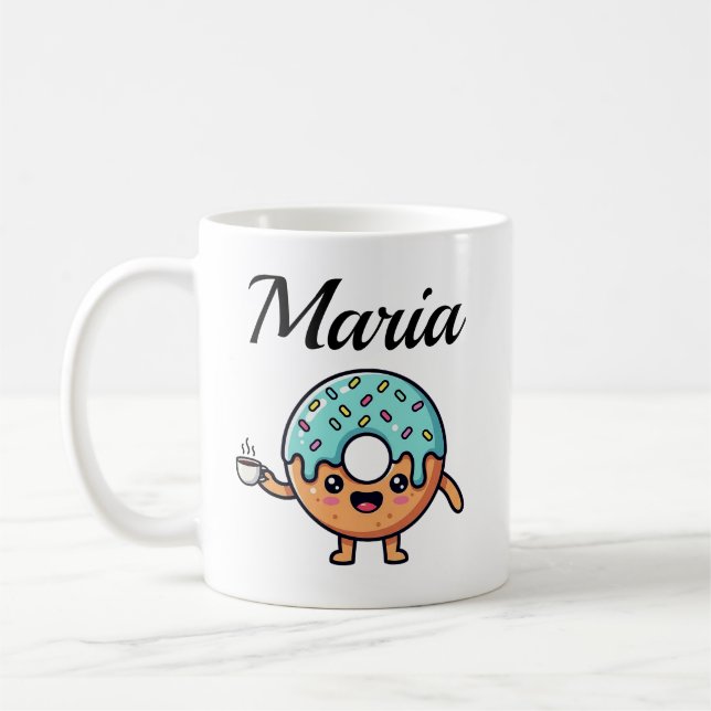  Kawaii Doughnut Coffee Lover Personalised Coffee  Mug (Left)