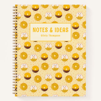 Kawaii Doughnut Pattern Personalised Spiral Notebo Notebook