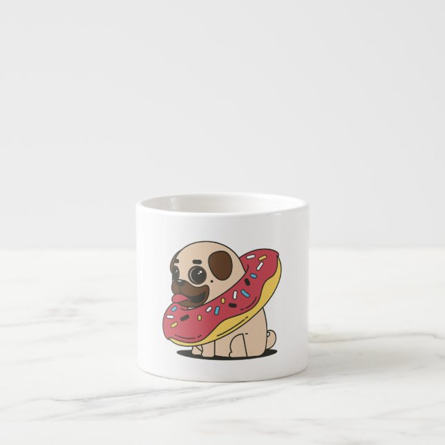 Kawaii Doughnut Pug Dog Mug Gift | Gift For Lover (Front)