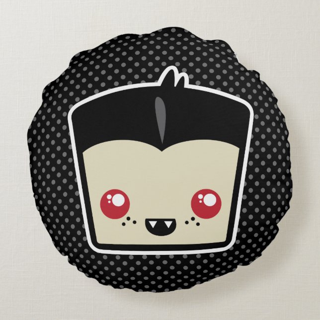 Kawaii Dracula Round Pillow (Back)