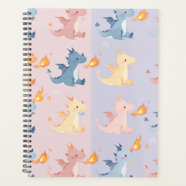 Kawaii Dragon Aesthetic Planner | Pastel Cute Drag (Front)