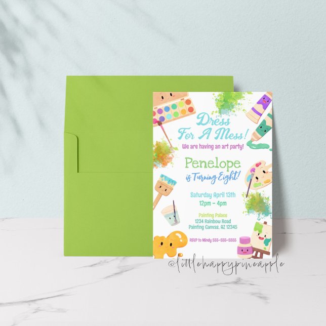 Kawaii Dress For a Mess Art Party Birthday Invitation (Creator Uploaded)