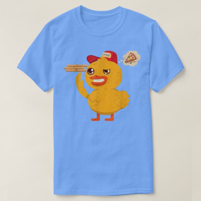 Kawaii Duck Cute Animal Pizza Delivery Funny Pizza T-Shirt (Design Front)