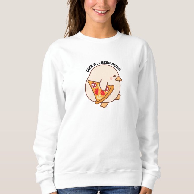 Kawaii Duck Pizza Lover Sweatshirt (Front)
