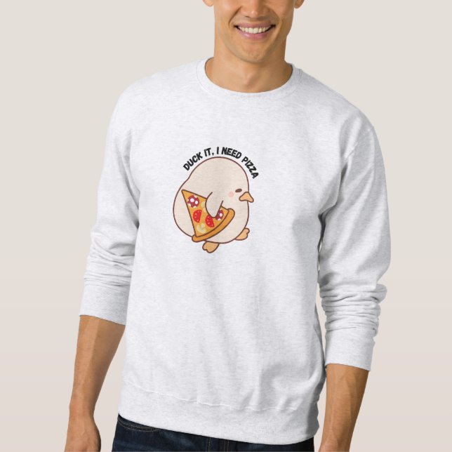 Kawaii Duck Pizza Lover Sweatshirt (Front)