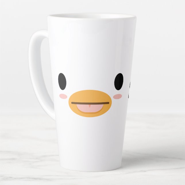 Kawaii Duck Tongue “Too cute to be serious.” Latte Mug (Left Angle)