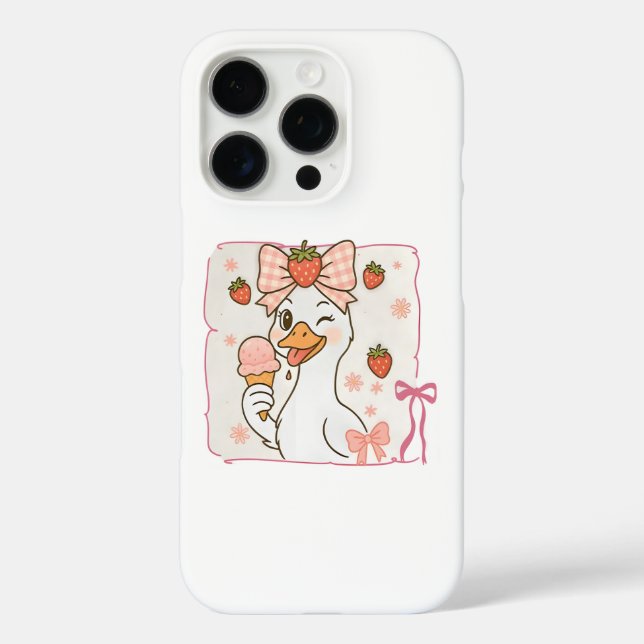 Kawaii Duck with Strawberry Ice Cream Case-Mate iPhone Case (Back)