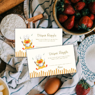 Kawaii Duckling Chef Diapre Raffle Baby Shower Enclosure Card