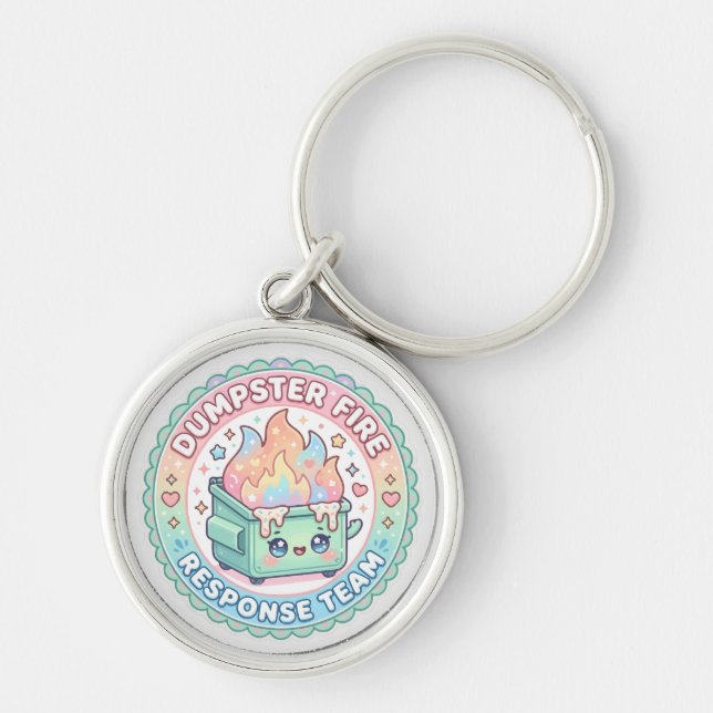 kawaii dumpster fire response team  key ring (Front)