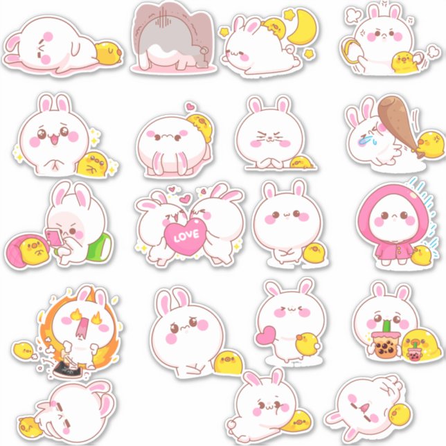 Kawaii Easter Bunnies Sticker (Front)