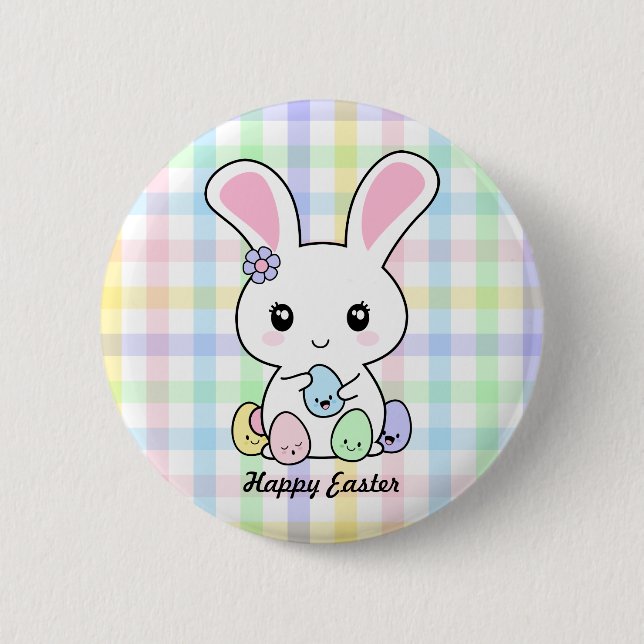 Kawaii Easter Bunny 6 Cm Round Badge (Front)