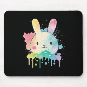 Kawaii Easter Bunny Face - Colourful Artsy Mouse Pad