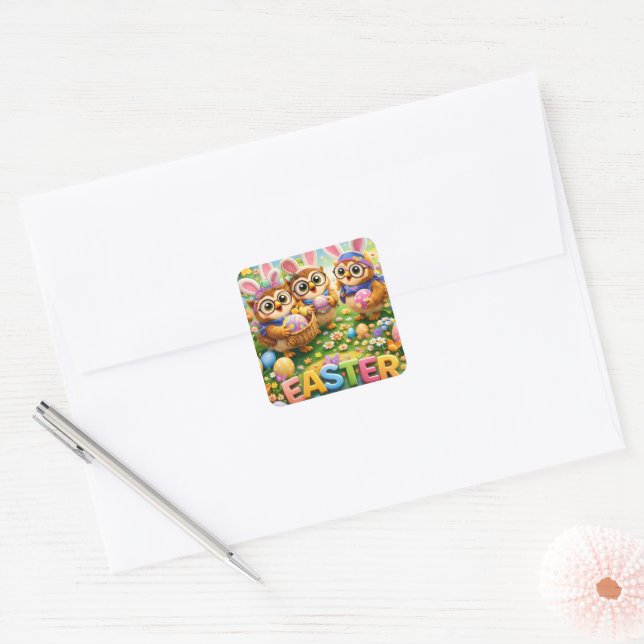 Kawaii Easter bunny owl and dinosaur stickers (Envelope)